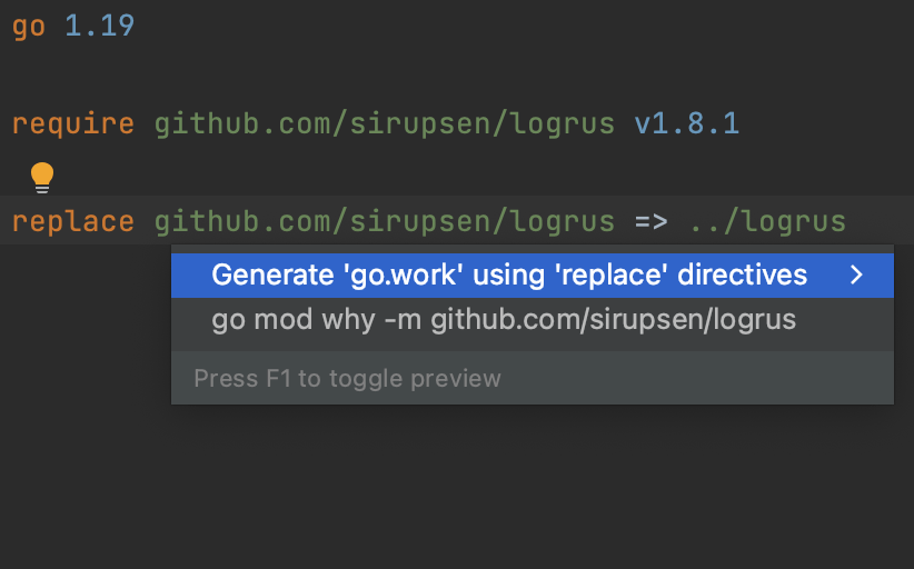 Generate 'go.work' for a project