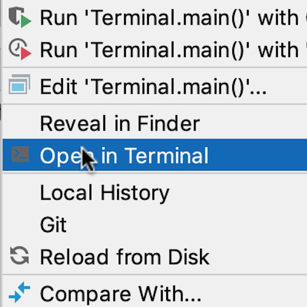 Terminal locations from the command window