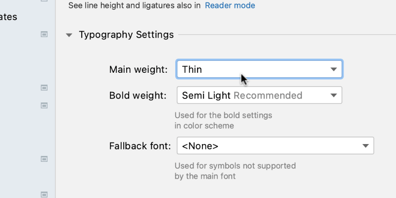 Change your code font weight