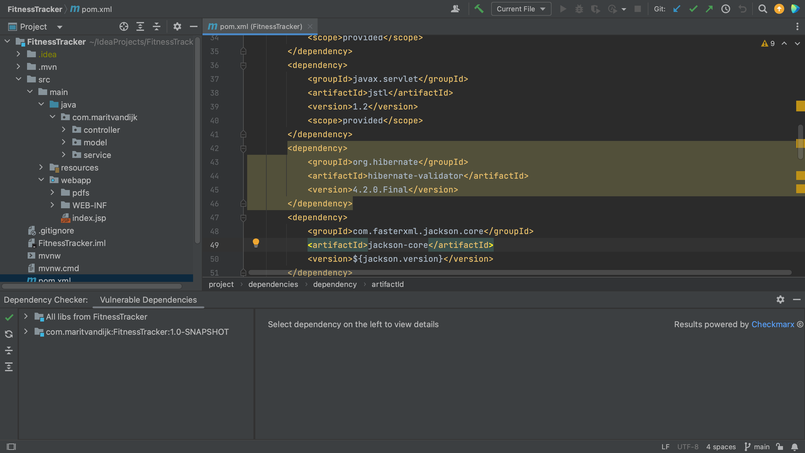 Vulnerable Dependencies tool window