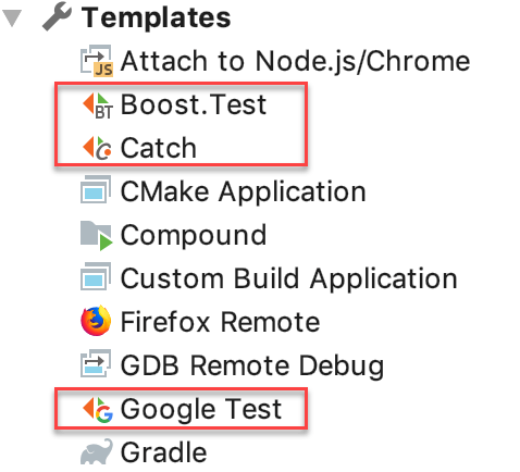 test run/debug configuration templates