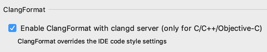 enable clangformat in the code style settings dialog