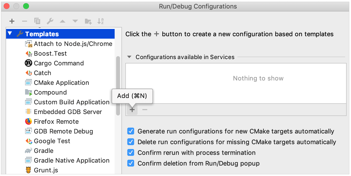 adding configurations to Sevices