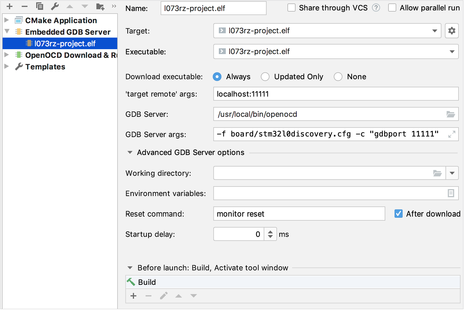 Embedded GDB Server configuration