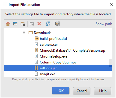 import settings location png