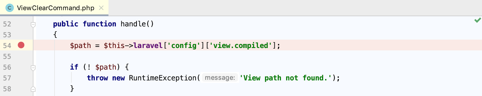 Set a breakpoint in a  command