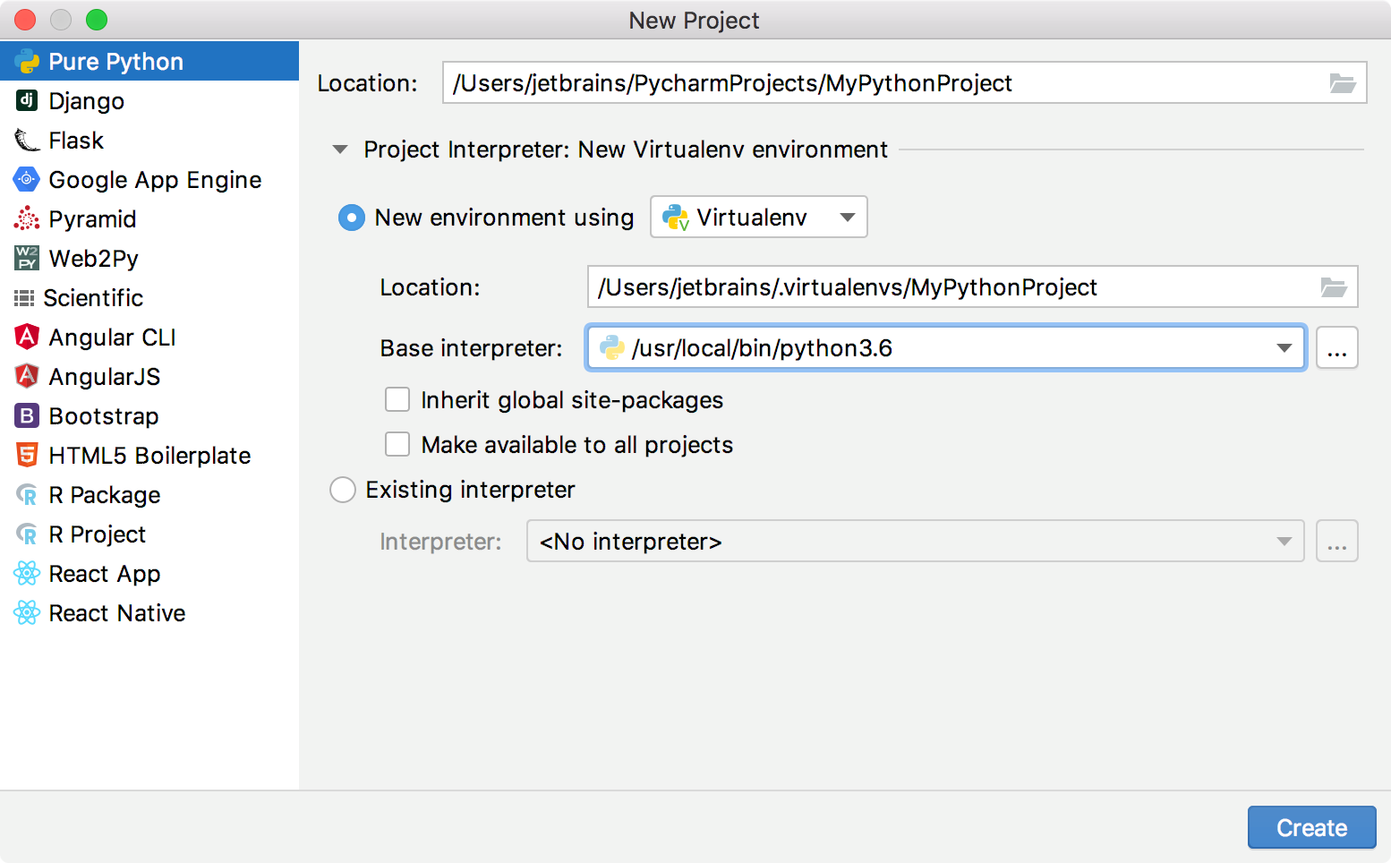 Creating a PyCharm helps implement new project