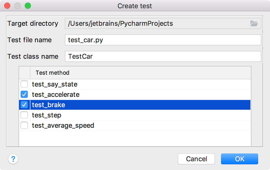 Creating a test