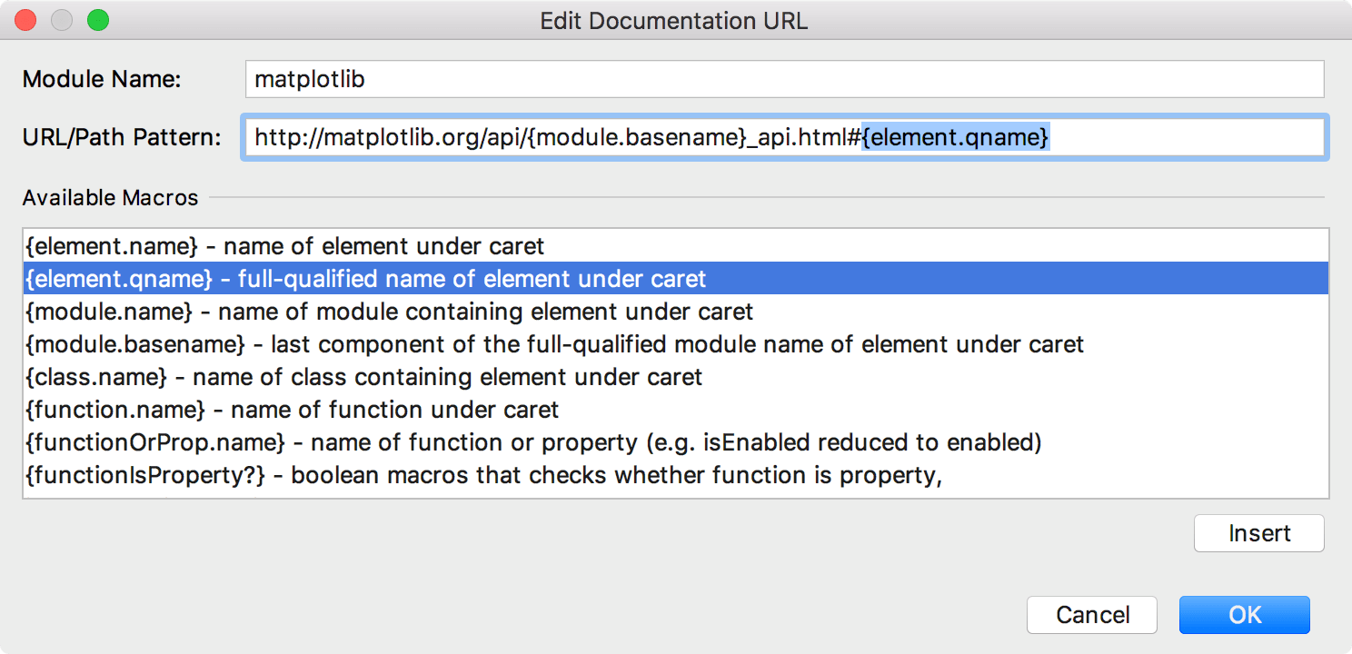 Modifying the URL for the matplotlib documentation