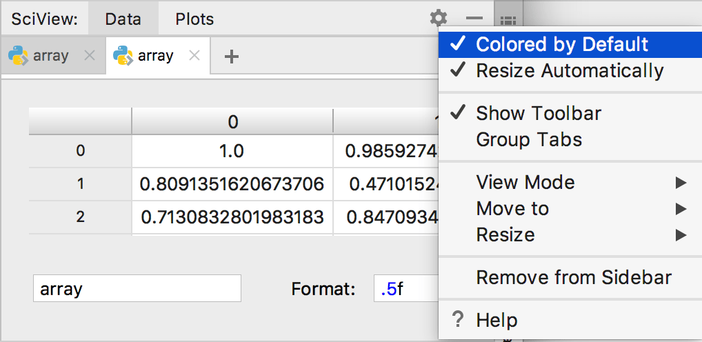 Data view tables are colored by default
