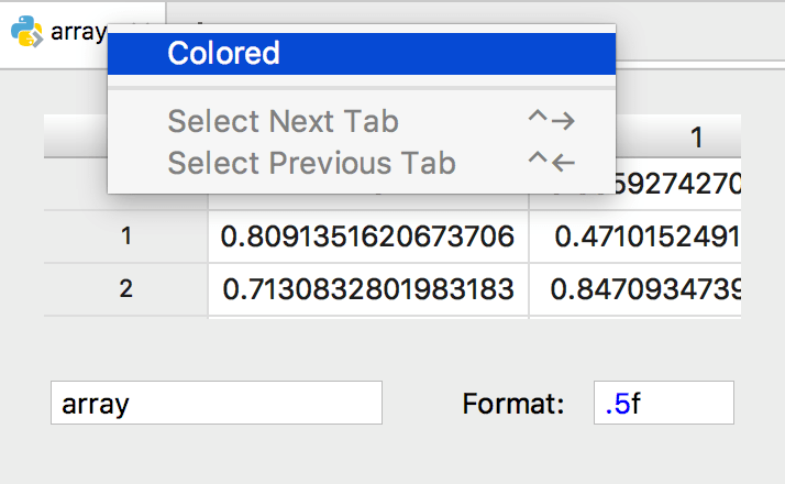 View a single data tab colorless