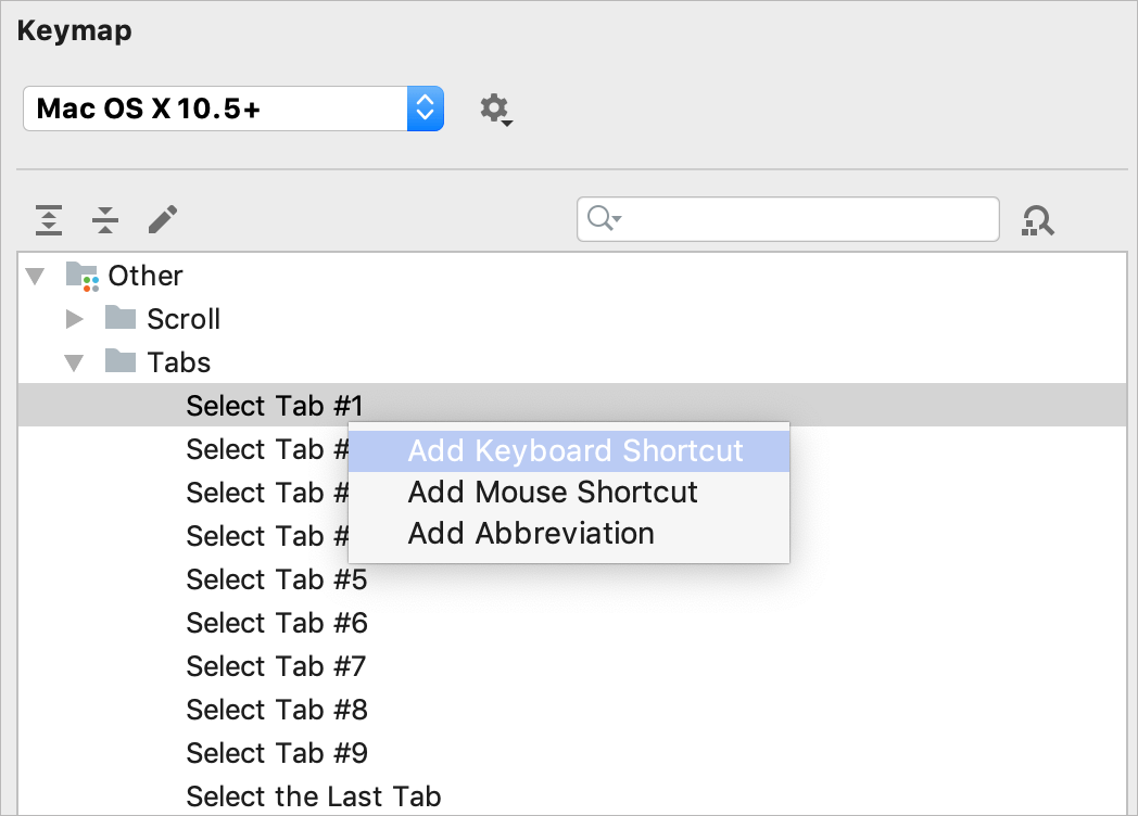 Add shortcuts for tabs