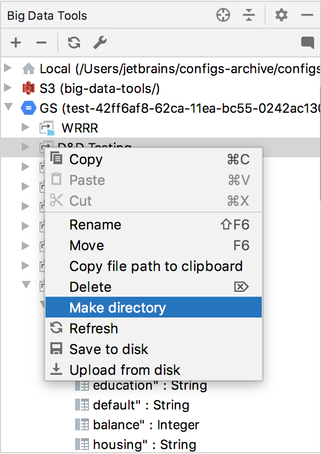 Context menu to preview the structure of servers in BDT window