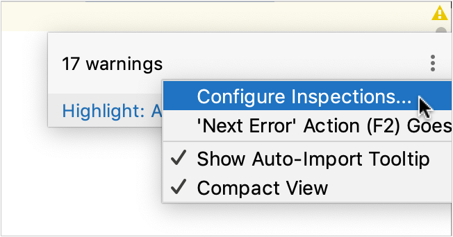 Accessing inspections setting from the editor widget