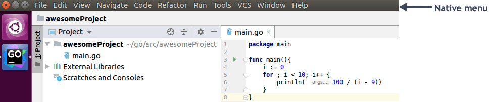 Linux native menu enabled for the IDE