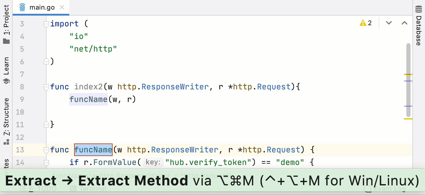 Improved behavior of the Extract Method refactoring