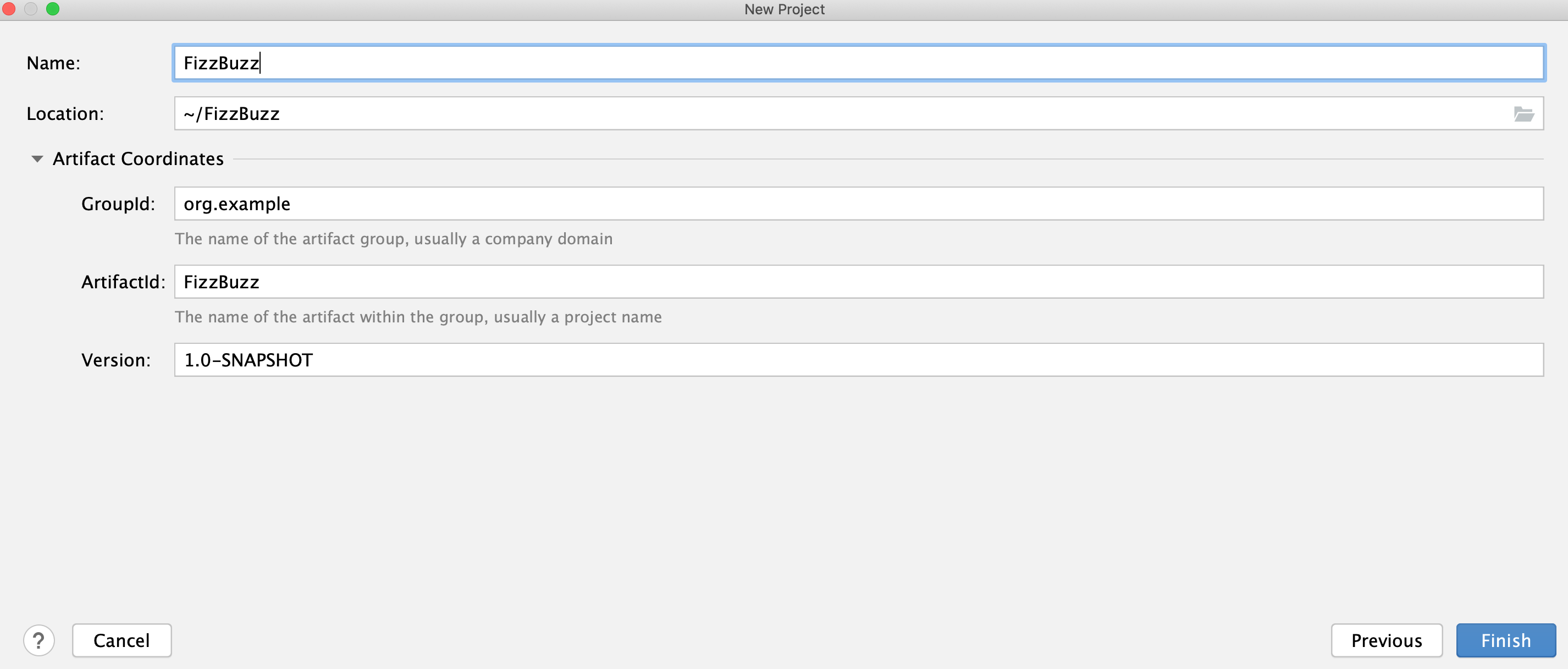 New Project wizard Gradle page