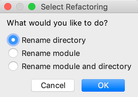 Select refactoring dialog