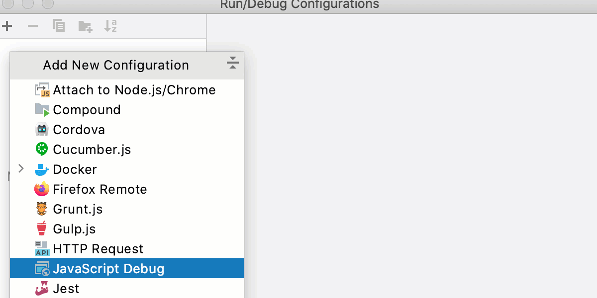 JavaScript Debug configuration