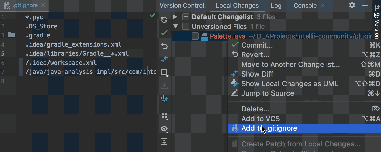 The native ignore file handling is now fully supported