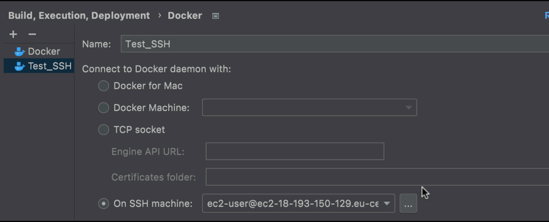 Work with Docker via SSH