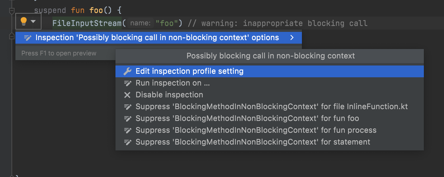 Improved Possibly blocking call in non-blocking context inspection