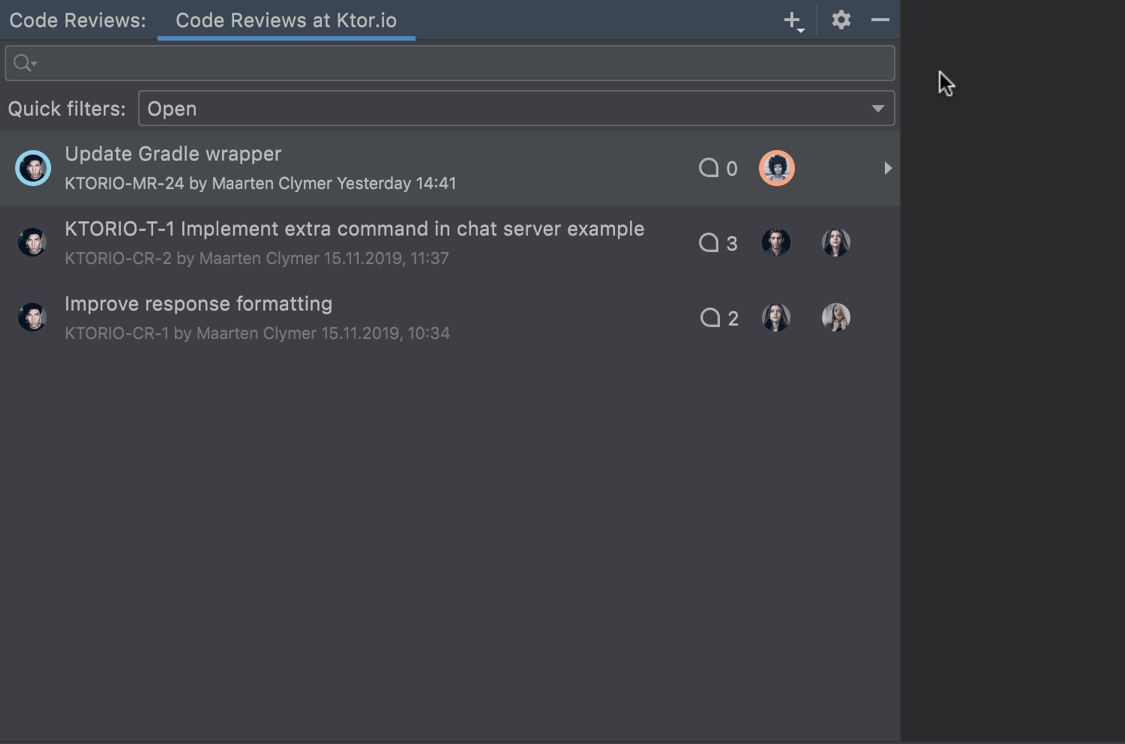 Create merge requests and create code reviews from the IDE