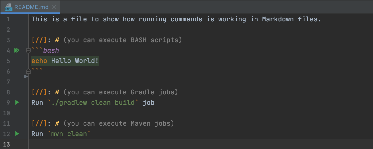 Exécution de commandes à partir de fichiers Markdown