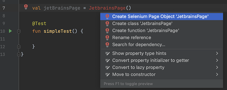 Create a new page object from the context menu