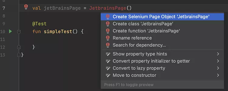 Create a new page object from the context menu