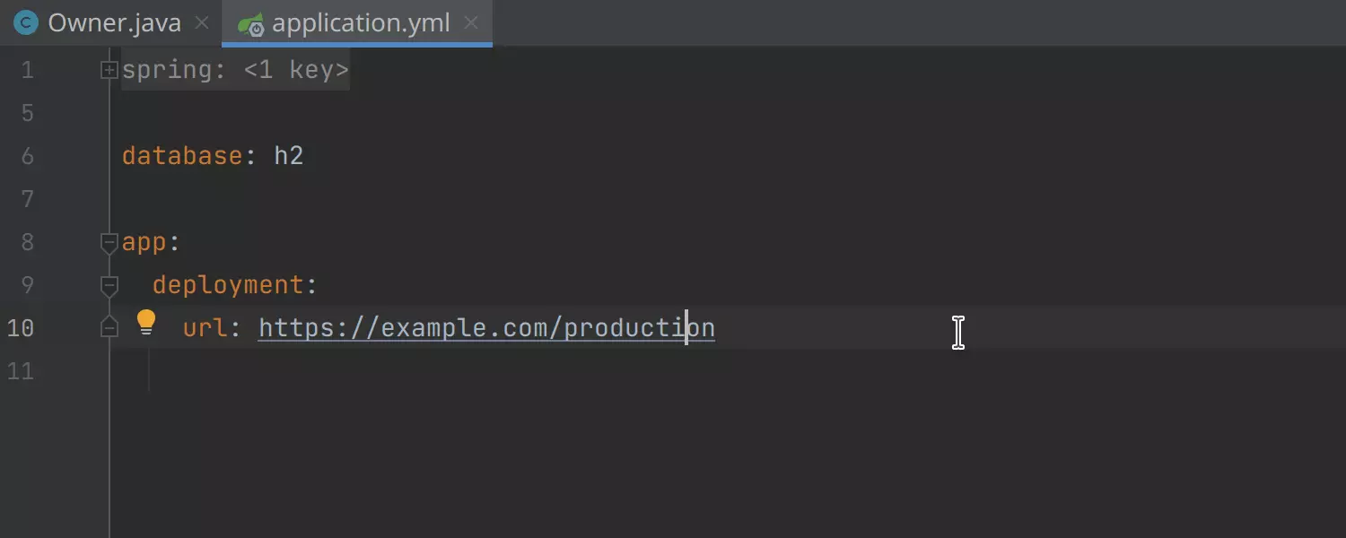 URLs clicáveis em valores de string JSON, YAML e .properties