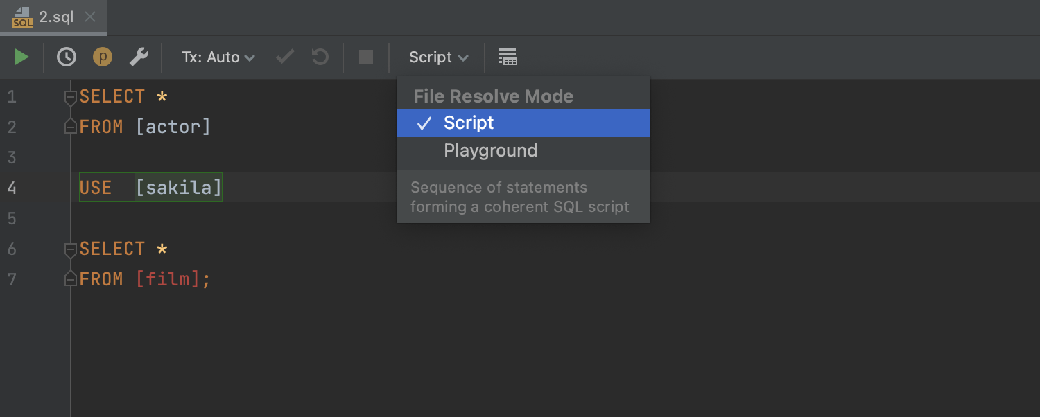 Playground and Script resolve modes