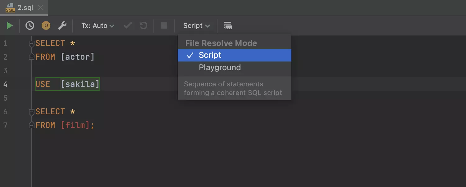 Modes de résolution Playground et Script