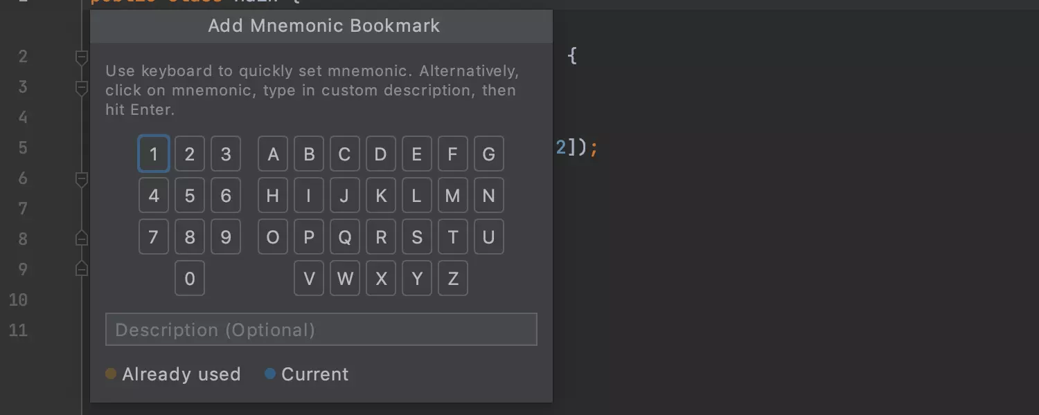 New Description field for mnemonic bookmarks