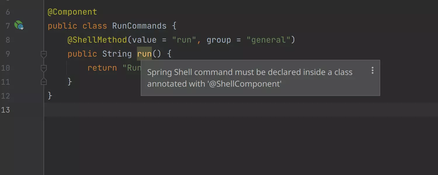 Mejoras en la información sobre el código para Spring Shell