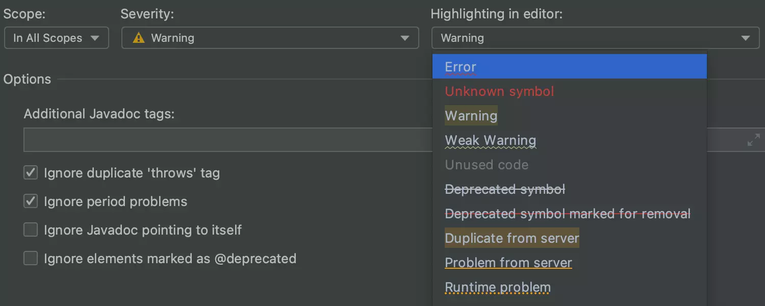 Enhanced configuration for highlighting inspections