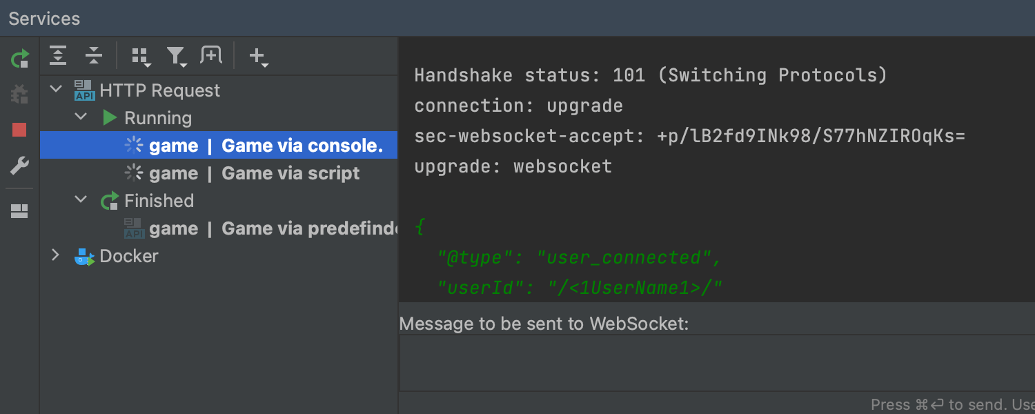 Support for WebSocket endpoints in the HTTP client