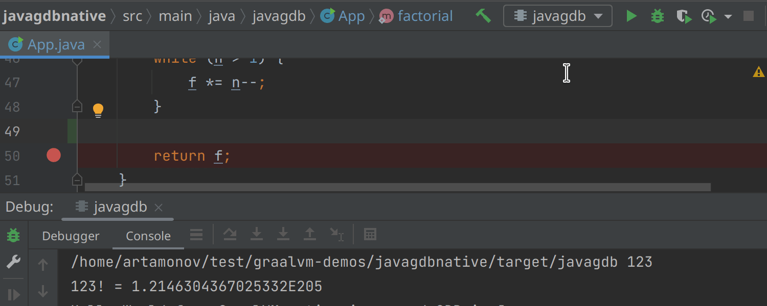 Experimental GraalVM Native Debugger for Java