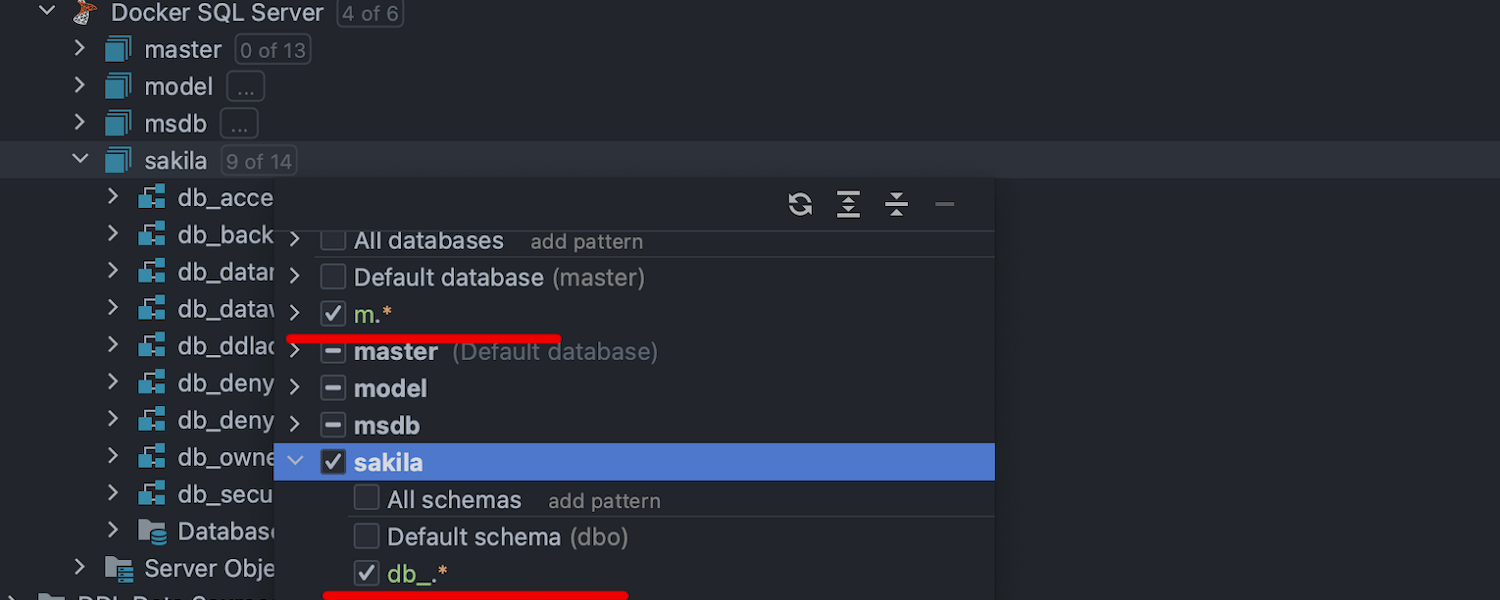 Pattern-based schema filtering