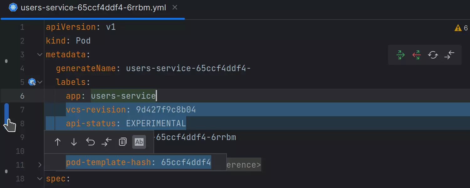 Indicateurs de couleur pour les ressources Kubernetes provenant d'un cluster