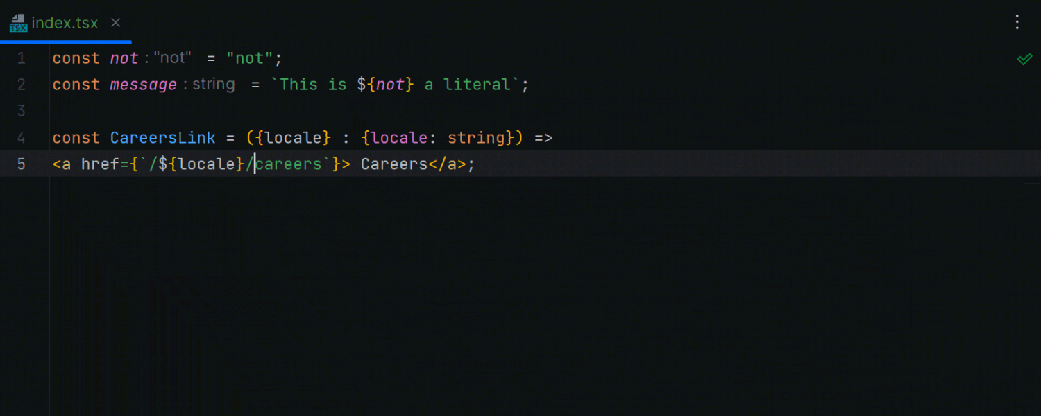 Automatic conversion of strings to template literals