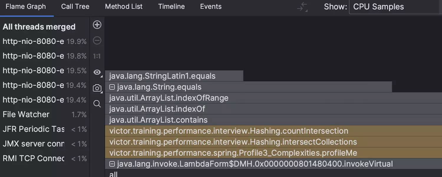 Amélioration de l'interface utilisateur pour l'onglet Flame Graph