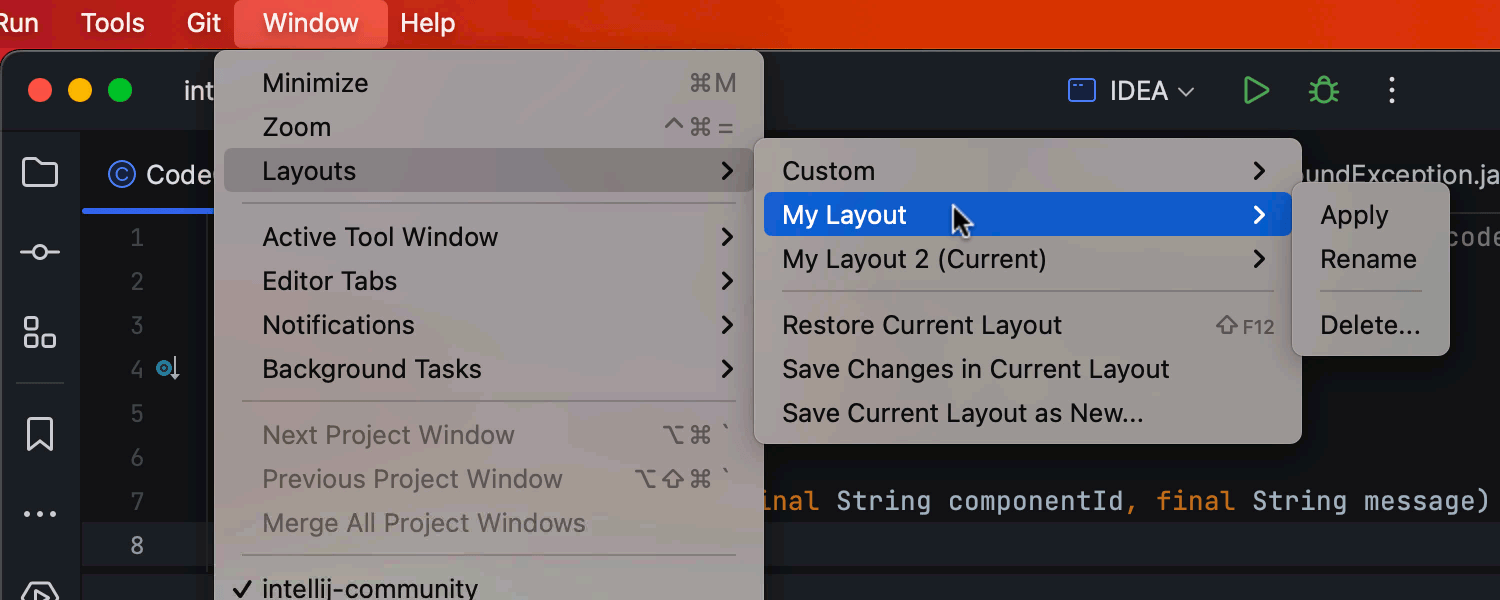 Option to save multiple tool window layouts