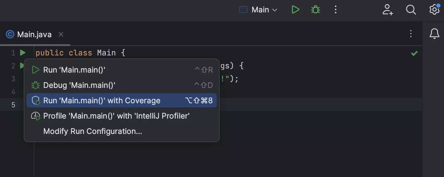 Option to assign a custom shortcut to run the current file with coverage