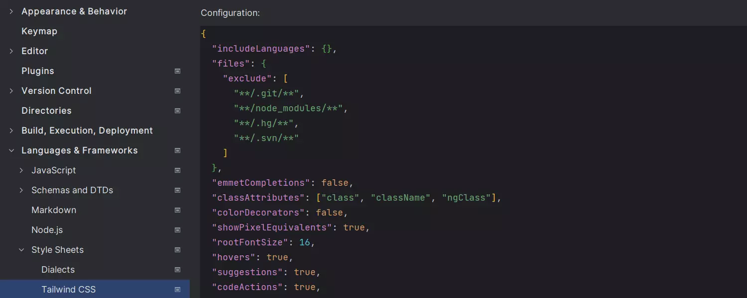 Tailwind CSS configuration