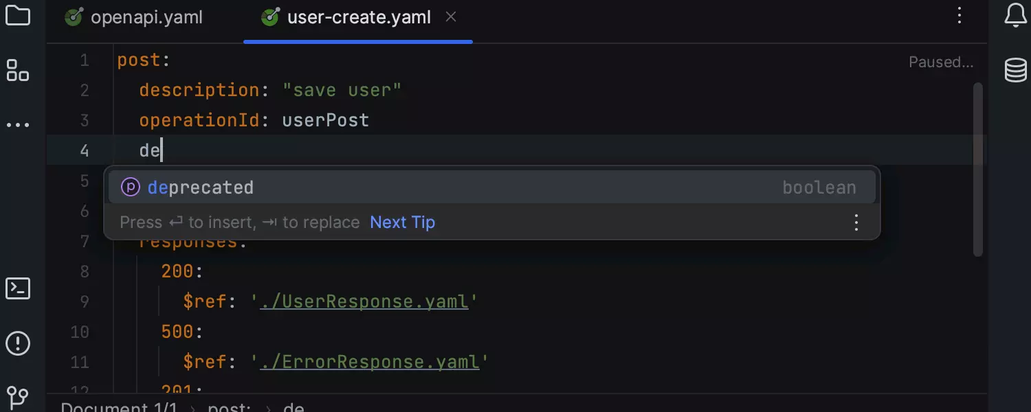 Option to edit parts of OpenAPI specifications split over several files