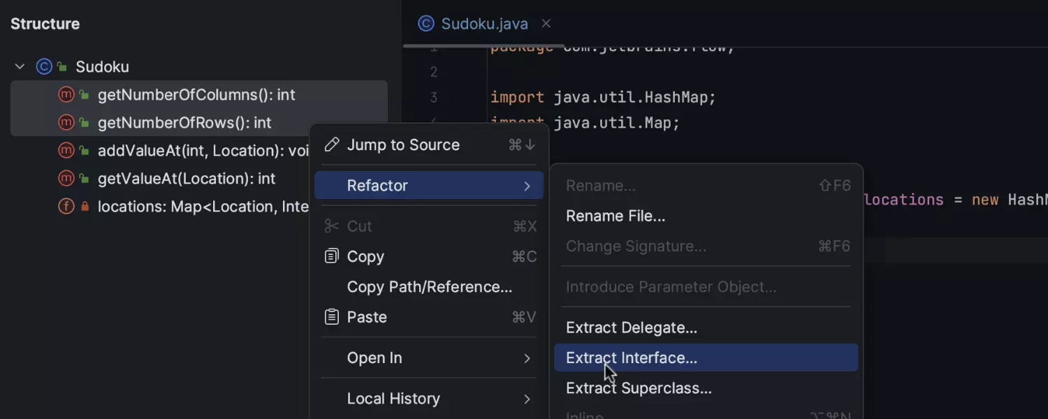 Erweiterte Refactoring-Optionen für mehrere ausgewählte Member