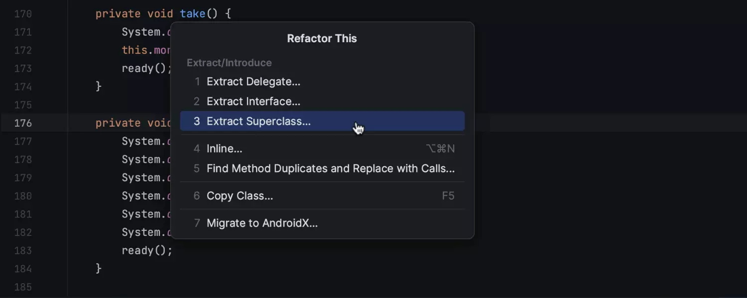 Erweiterte Refactoring-Optionen für mehrere ausgewählte Member