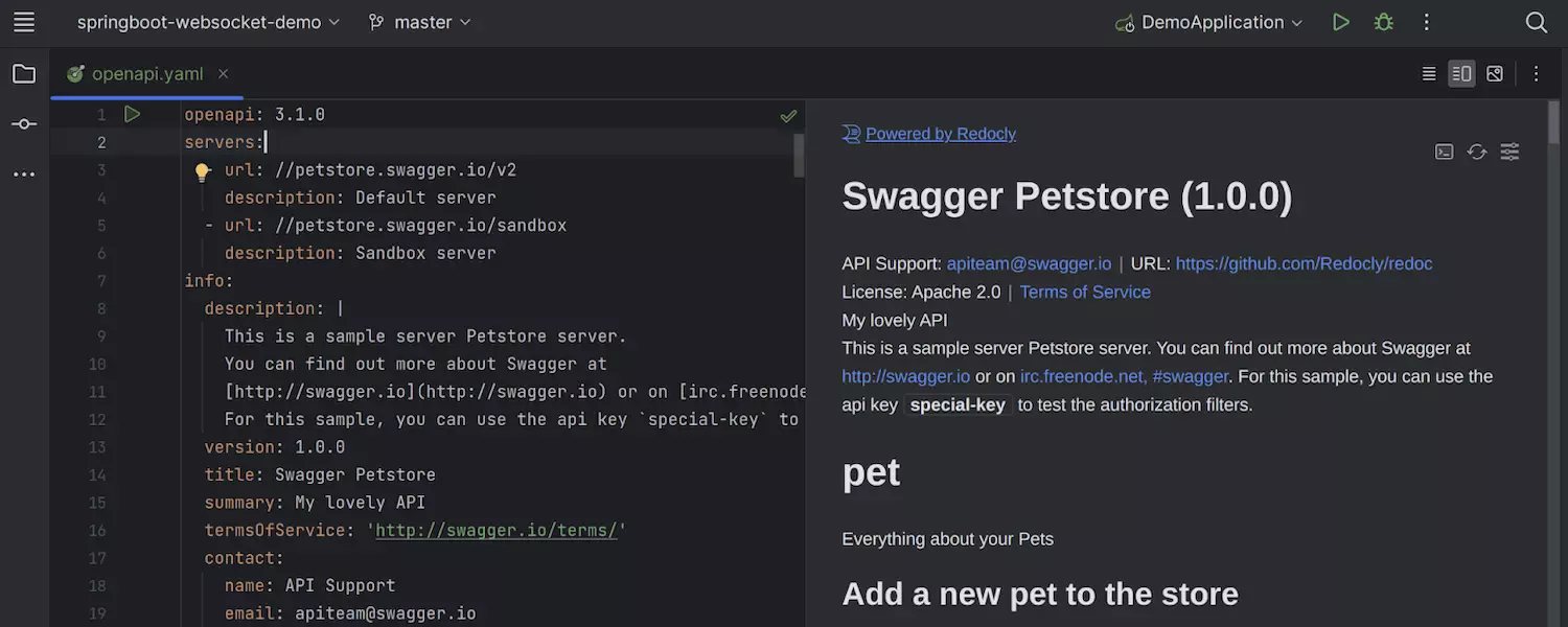 Redoc UI previews for OpenAPI and Swagger files