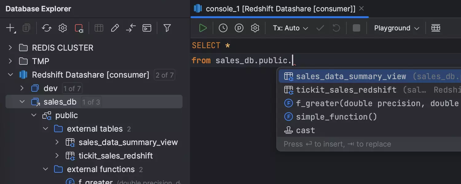 Redshift の外部データベースとデータ共有のサポート